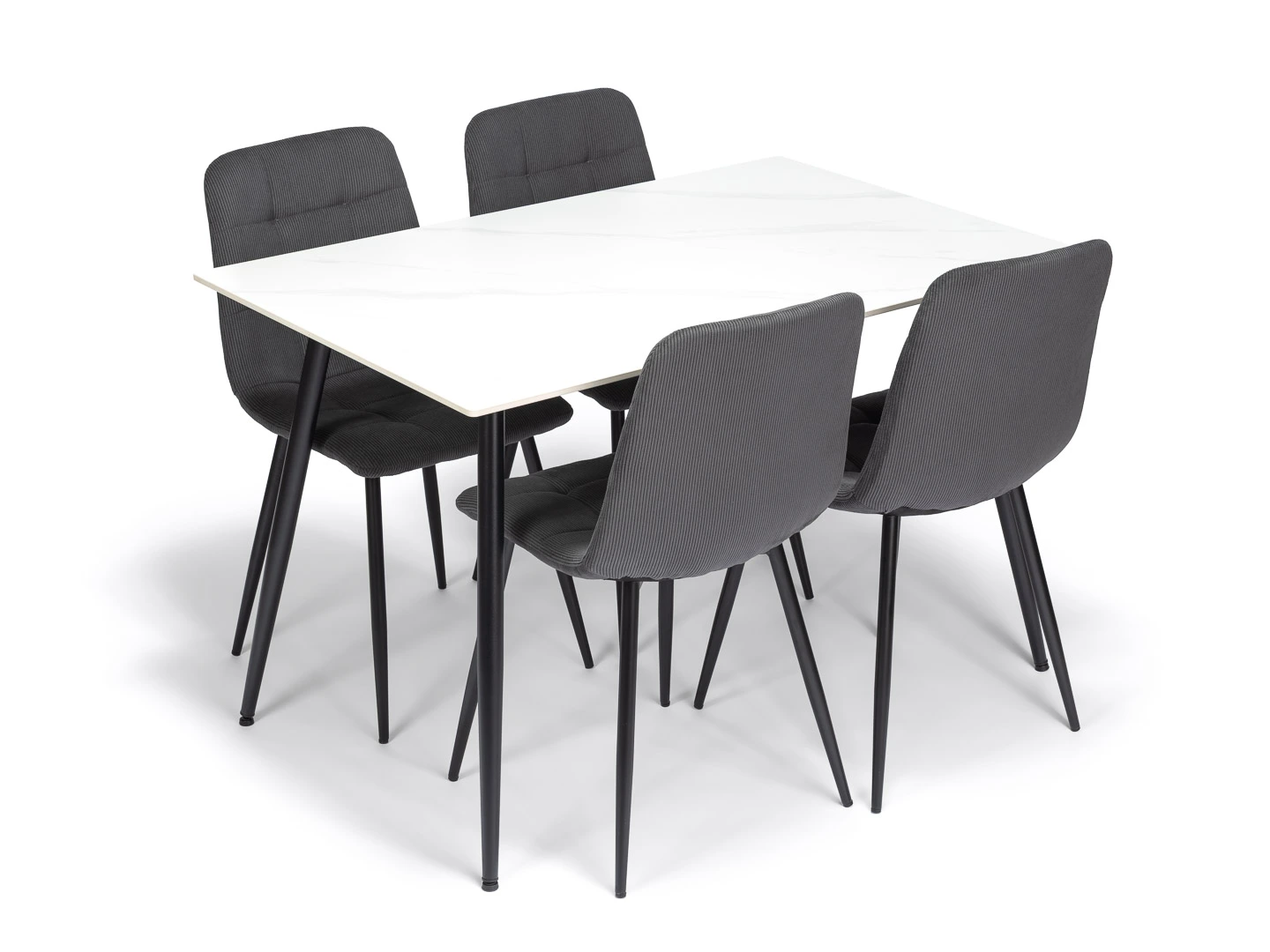 Levně Noela Jídelní set CERAMON 120 bílý + 4x židle ARIA šedá
