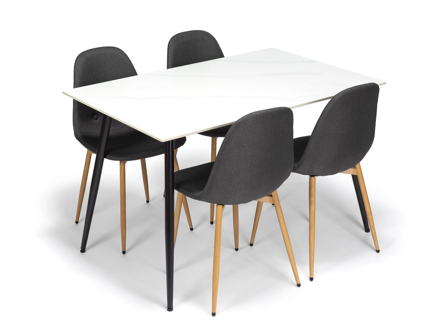 Levně Noela Jídelní set CERAMON 120 bílý + 4x židle MARIE tmavě šedá