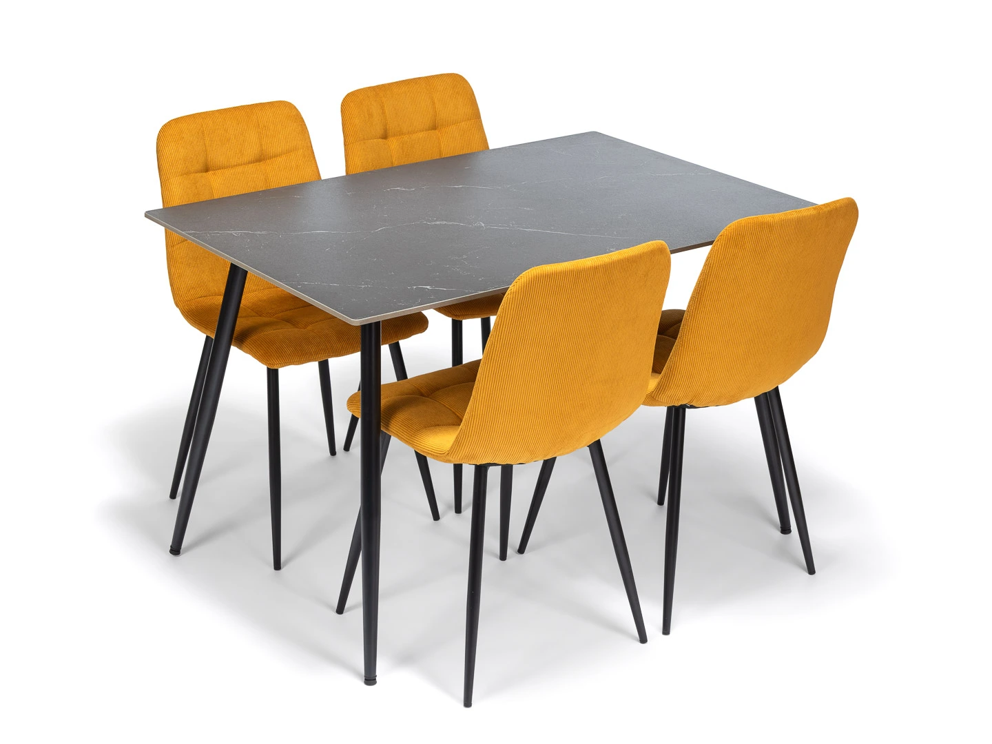 Levně Noela Jídelní set CERAMON 120 černý + 4x židle ARIA žlutá