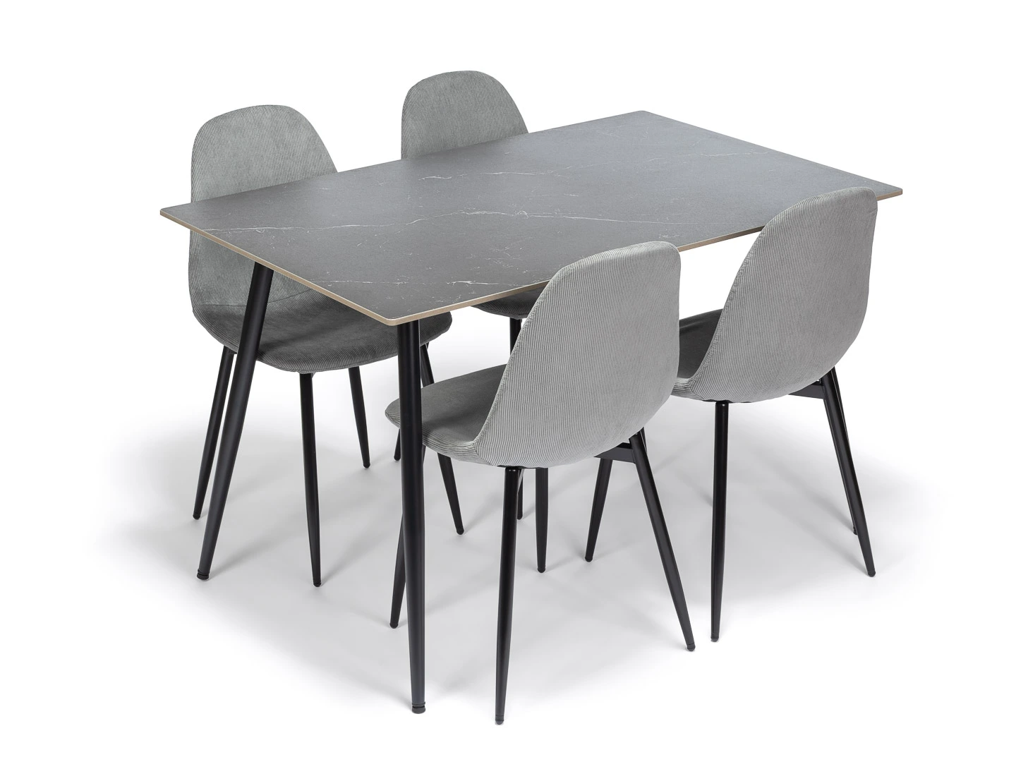 Levně Noela Jídelní set CERAMON 120 černý + 4x židle MARIE šedá