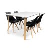Dřevěný jídelní set Zaha bílý + 4x židle Gina černá (4)