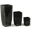 Trio květináčů Elegance Black, 3ks, umělý ratan