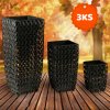 Trio květináčů Elegance Black, 3ks, umělý ratan