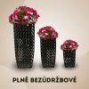 Trio květináčů Elegance Black, 3ks, umělý ratan