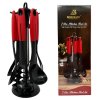 152202 14 deluxe cheff 6dilna sada kuchynskeho nacini v otocnem stojanu cervena
