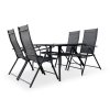 Zahradní jídelní set Klaudie černý + 4x židle Pia polohovací (1)