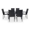Zahradní jídelní set Klaudie černý + 6x židle PARIS (2)