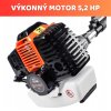 Ondragon ProLine 5200 benzínový křovinořez – 5,2 kW, MEGA VÝBAVA, dělená hřídel, antivibrační systém, olej zdarma