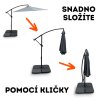 Set zahradní slunečník Hook pr. 3m šedý + závaží ZDARMA