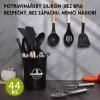 Chevara-Culinary 44dílný set do kuchyně – kompletní výbava na vaření, pečení a servírování, se stojanem, silikon se dřevem a nerez