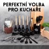 Sada 44 ks do kuchyne – kompletná výbava na varenie, pečenie a servírovanie, so stojanom, silikón s drevo a nerez