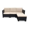 Štýlová ratanová súprava - Rohové sedenie pre 4 osoby s vankúšmi, stolom a odolným spracovaním pre každodenný relax na záhrade aj terase.