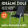Sada 4-8× Zahradní kovová židle RAMADA stříbrná – praktická, pohodlná, stohovatelná