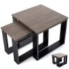 LoftWood Duo – set kávových stolků v industriálním stylu 2v1, dub hnědý