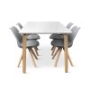 Dřevěný jídelní set Zaha bílý + 4x židle Gina šedá (1)
