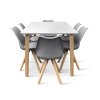 Dřevěný jídelní set Zaha bílý + 6x židle Gina šedá (1)