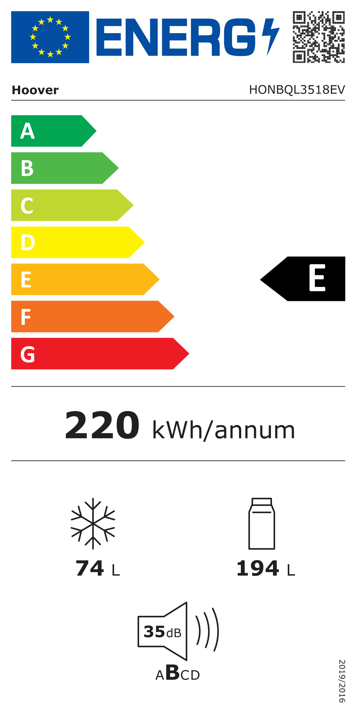 HOOVER HONBQL3518EV + BENEFIT
