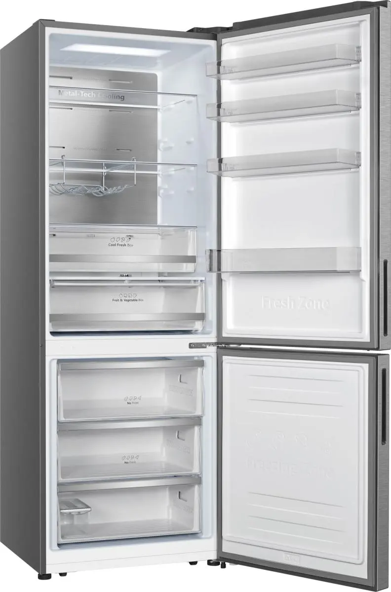 HISENSE RB645N4BID - Voľne stojaca kombinovaná chladnička s mrazničkou, Inox, 495 l