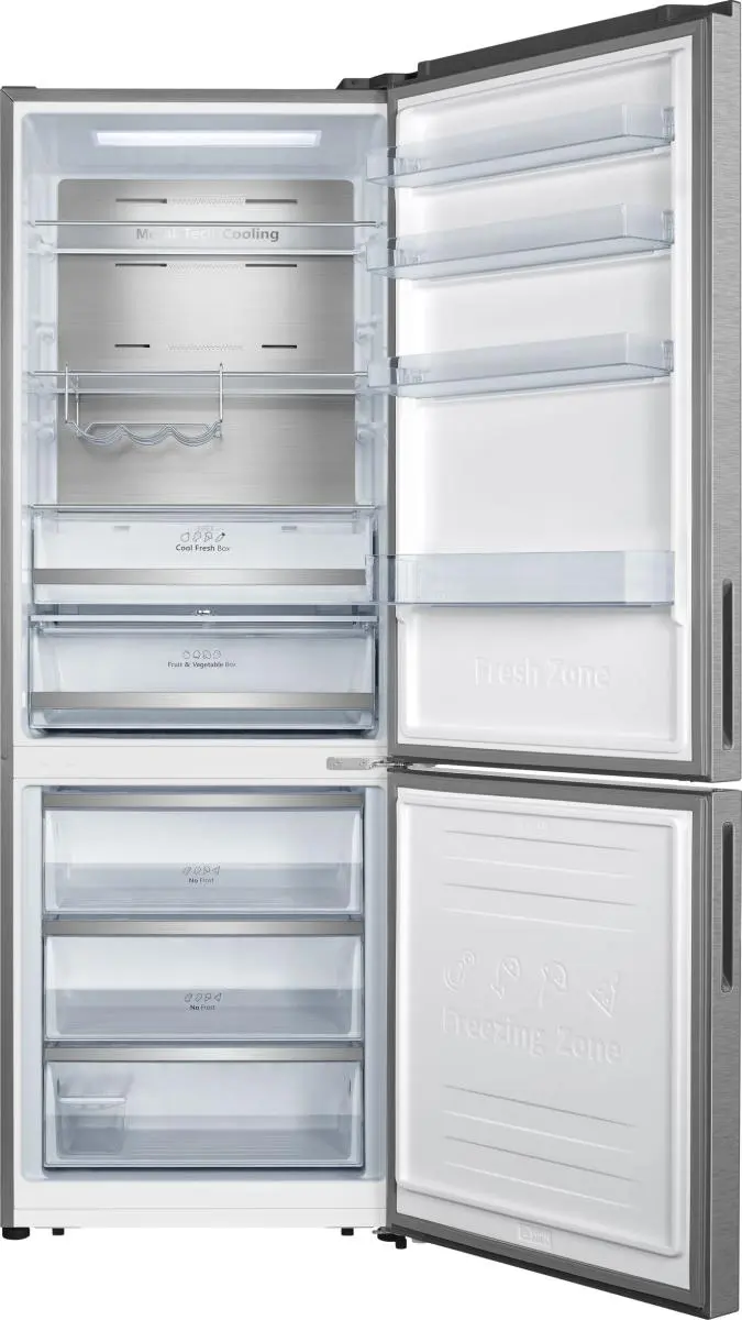 HISENSE RB645N4BID - Voľne stojaca kombinovaná chladnička s mrazničkou, Inox, 495 l