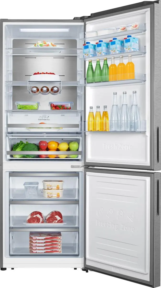HISENSE RB645N4BID - Voľne stojaca kombinovaná chladnička s mrazničkou, Inox, 495 l