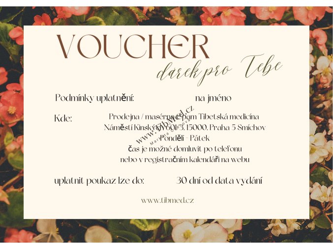 Poukaz na 3 placene a 3 zdarma masaze pro konverzku maser Pink Yellow Floral Gift Certificate II