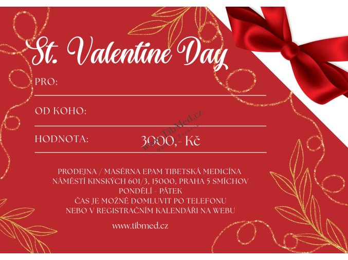 Red Bordered st.Valentine'sDay Gift Certificate 3000Kc