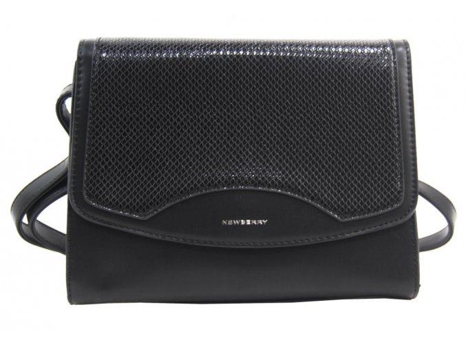 Čierna crossbody dámska kabelka v hadím dizajne NEW BERRY