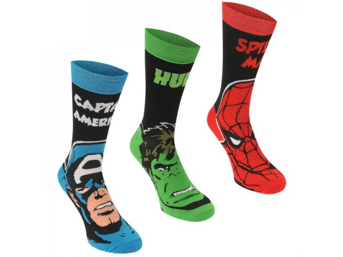 Marvel 3 Pack Crew Socks Mens