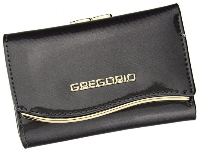Gregorio šedá lakovaná malá dámska kožená peňaženka v darčekovej krabičke ZLF-117
