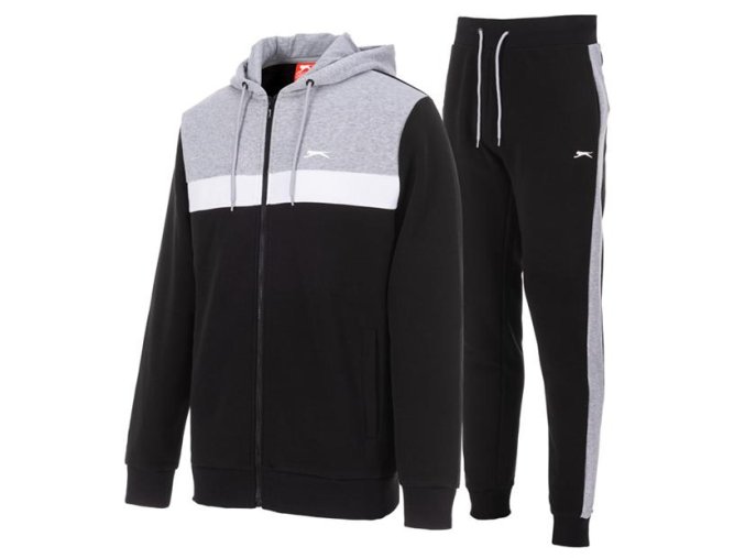 Slazenger Pánska Bavlnená Tepláková Súprava Šedo Čierna (Veľkosť S)