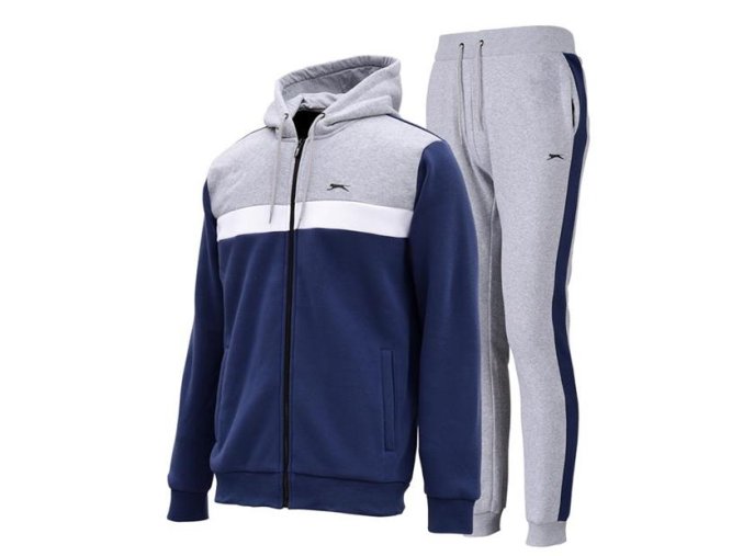 Slazenger Pánska Bavlnená Tepláková Súprava Modro Šedá (Veľkosť S)