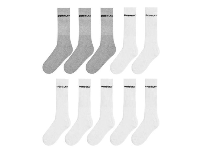 Donnay Pánske Športové Ponožky 10Pack Biele Šedé (Veľkosť 41 - 45)