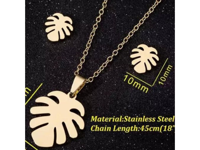 Módna Súprava Retiazky s Príveskom a Náušnice Lotos (Farba Zlatá)