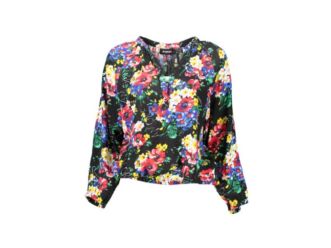 DESIGUAL Perfektné Dámske Tričko Dlhý Rukáv Čierna