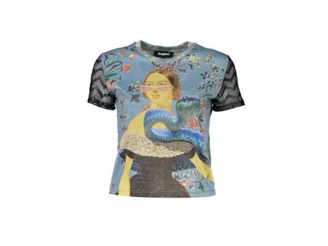 DESIGUAL Perfektné Dámske Tričko Krátky Rukáv Svetlo modrá (Veľkosť M, Farba modrá)