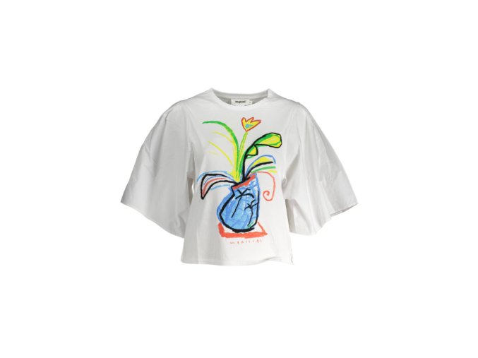 DESIGUAL Perfektné Dámske Tričko Krátky Rukáv Biela (Veľkosť S, Farba Biela)