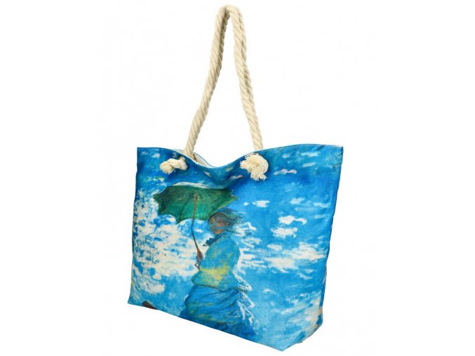 Veľká plážová taška v maľovanom dizajne modrá HB002
