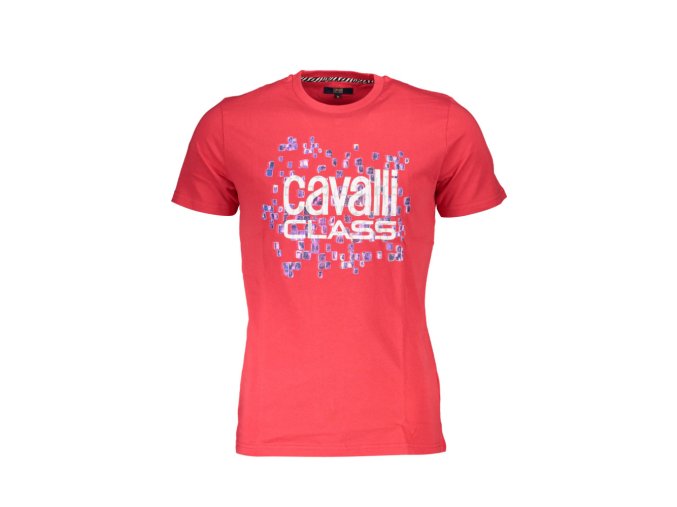 CAVALLI CLASS Perfektné Pánske Tričko Krátky Rukáv Červená (Veľkosť M, Farba červená)