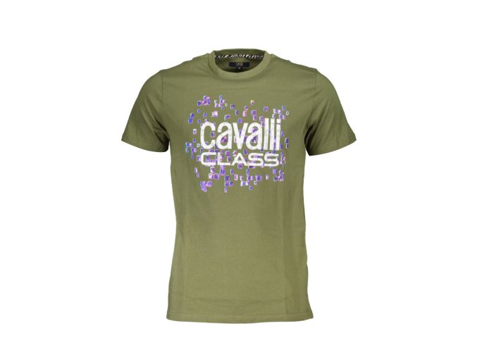 CAVALLI CLASS Perfektné Pánske Tričko Krátky Rukáv Zelená