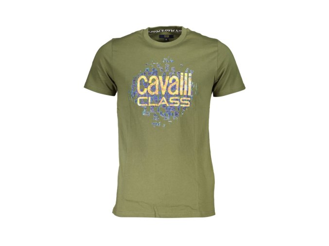 CAVALLI CLASS Perfektné Pánske Tričko Krátky Rukáv Zelená