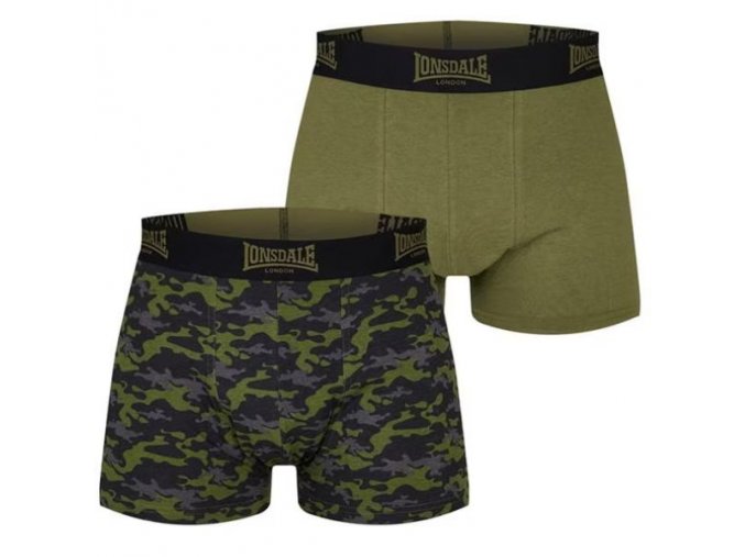 Lonsdale Prémiové Pánske Trenky bal. 2ks zelené khaki