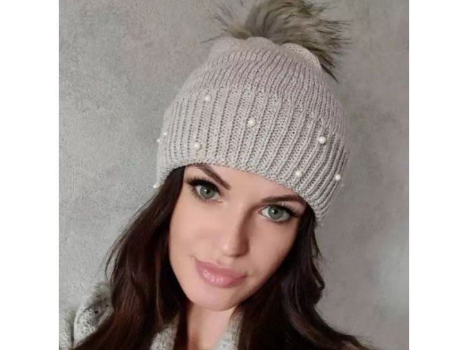 Novosť Štýlová Dámska Zimná Čiapka sivá (Farba Šedá)