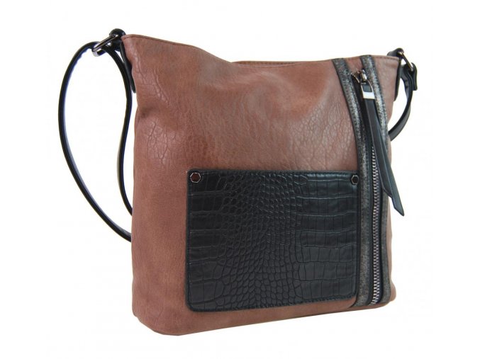 Dámska crossbody kabelka s čelnou kroko kapsičkou F-014 starorůžová