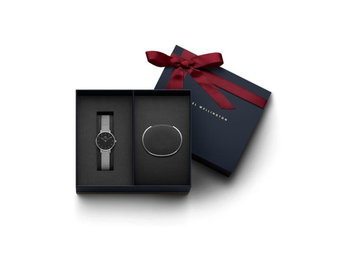 Set DANIEL WELLINGTON Petite Sterling DW00500090 (Hodinky DW00100218, náramek DW00400004)