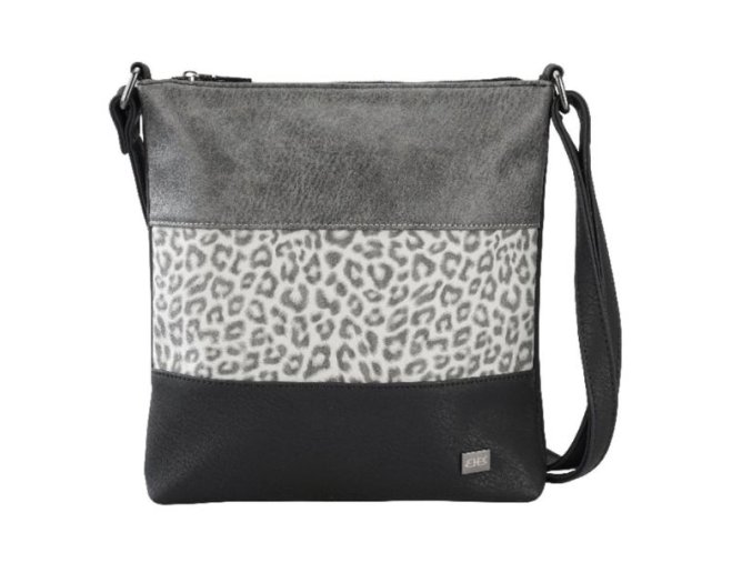 Praktická Dámska Kabelka cez rameno Leopard BERNARDO BOSSI 27 x 25 x 3 cm čierna (Farba čierna)