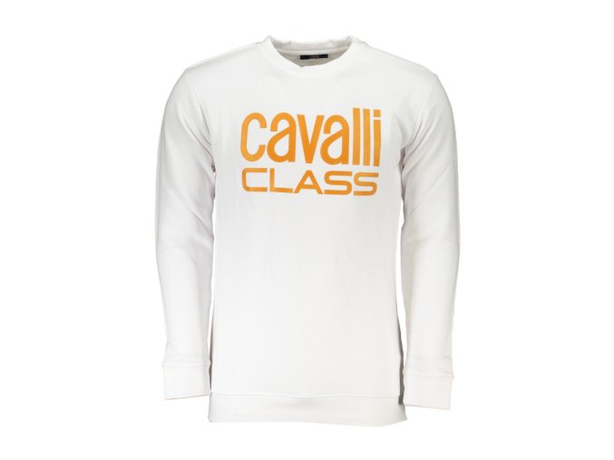 CAVALLI CLASS Perfektná Pánska Mikina Biela (Veľkosť L, Farba Biela)