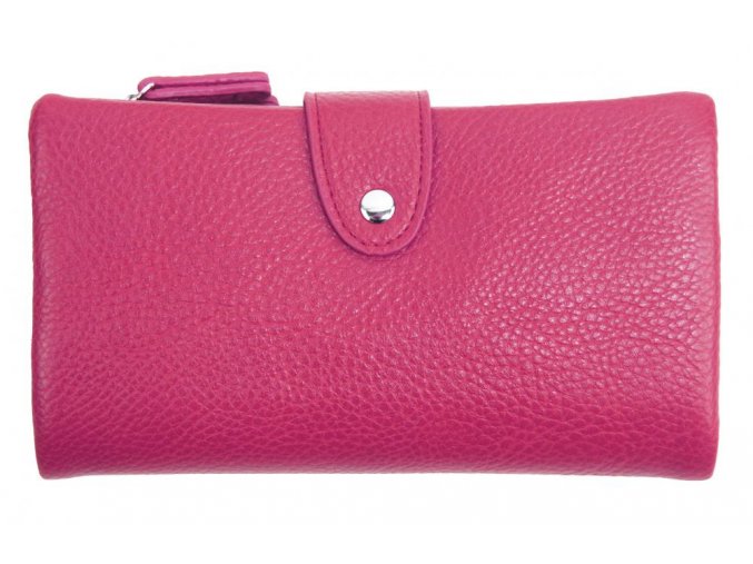 Prakticky priestranná rozložiteľná fuchsiovo ružová dámska peňaženka so striebornými doplnkami