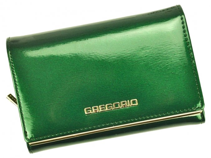 Gregorio zelená lakovaná dámska kožená peňaženka v darčekovej krabičke