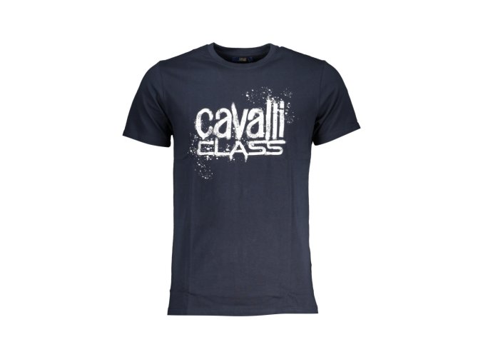 CAVALLI CLASS Perfektné Pánske Tričko Krátky Rukáv Modrá