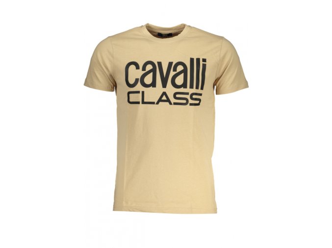 CAVALLI CLASS Perfektné Pánske Tričko Krátky Rukáv Béžová